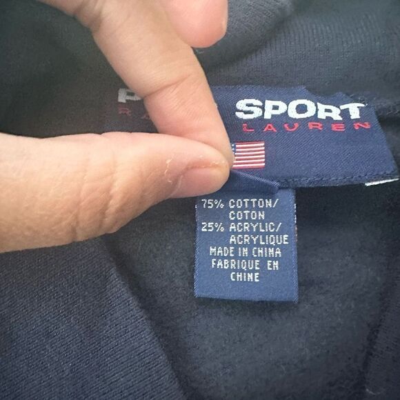 POLO SPORT RALPH LAUREN Navy Vintage y2k pullover Sweater sz M shawl Neckline - Picture 6 of 8